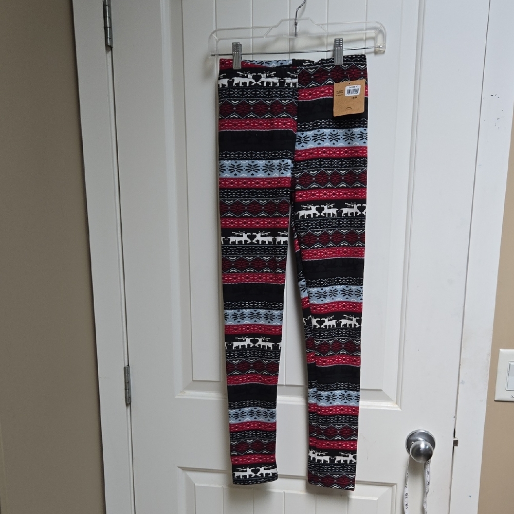 Brand New Just Cozy Cozy Winter Nature Canadiana Patterned Kids Leggings XS/S